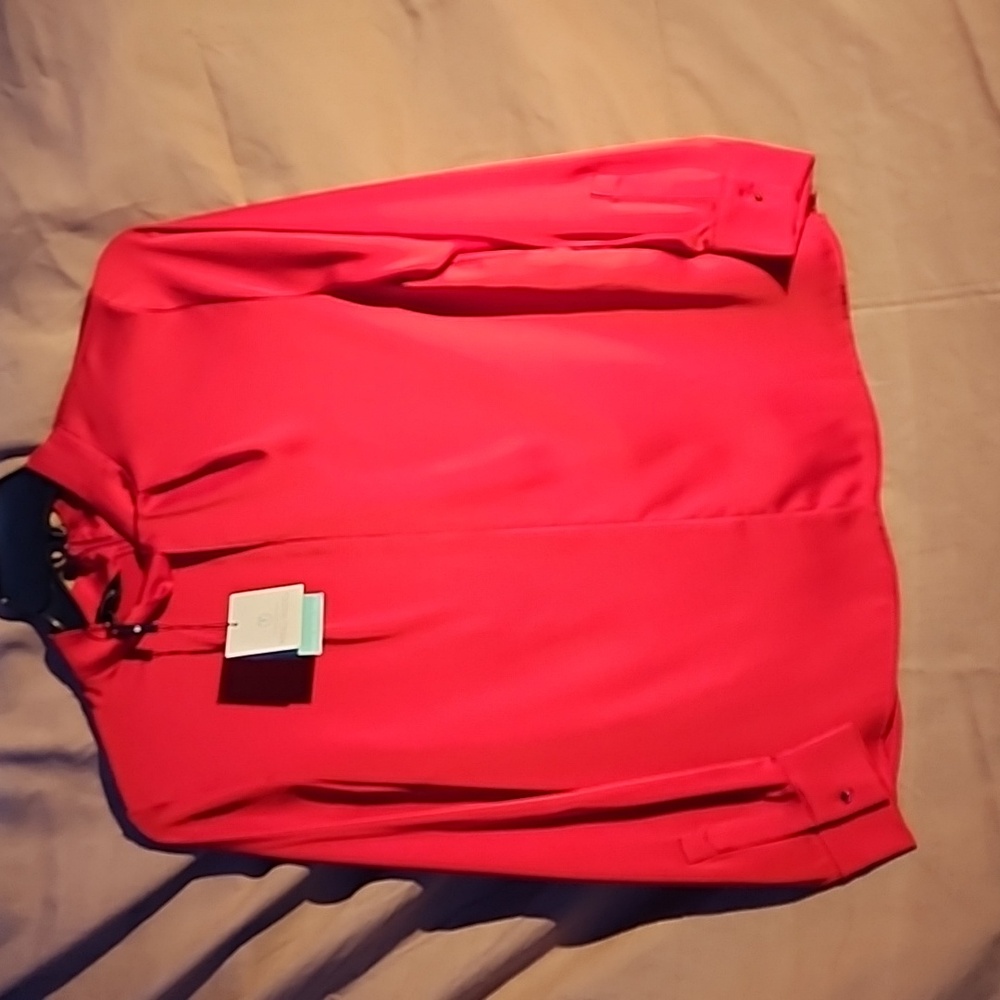 Ming Wang Red satin blouse
